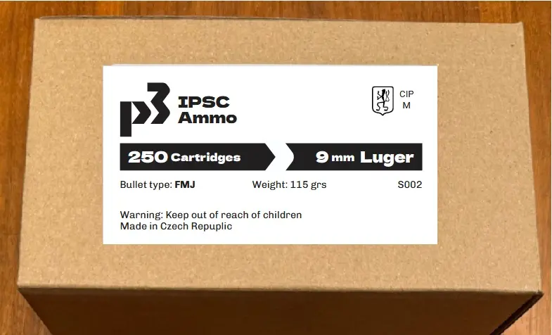 P3 Competition Ammo 9mm Luger 115gr 1.000 Stück