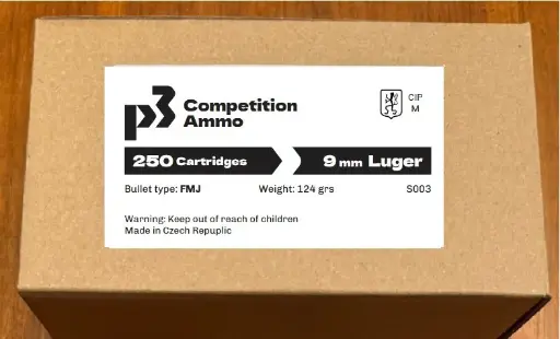 [M0001] P3 Competition Ammo 9mm Luger 124gr 1.000 Stück